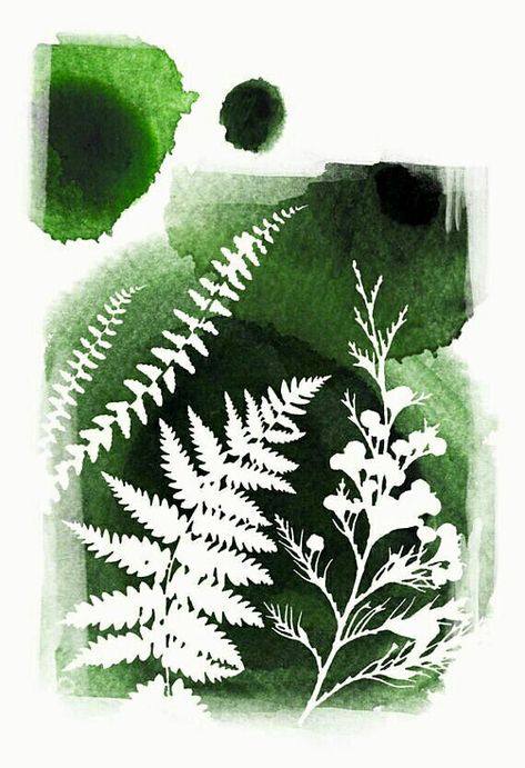 Fern Ring, Plant Art Painting, Leaves Printing, Monochromatic Painting, Soft Autumn Color Palette, Autumn Color Palette, Handmade Greeting Card Designs, Watercolor Art Landscape, Gelli Plate Printing