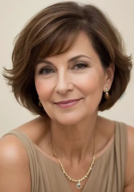 Busy days call for easy hairstyles! Dive into 21 Low-Maintenance Hairstyles for women over 50. Click on the title to find out more. Short Layered Bob Hairstyles Round Face, Hair For 65 Year Old Women, Wash And Go Hairstyles For Women Over 50, Hairstyle For Older Women, Women Over 50 Hairstyles, Tousled Bob, Layered Haircuts For Medium Hair, Mother Of The Bride Hair, Chin Length Hair