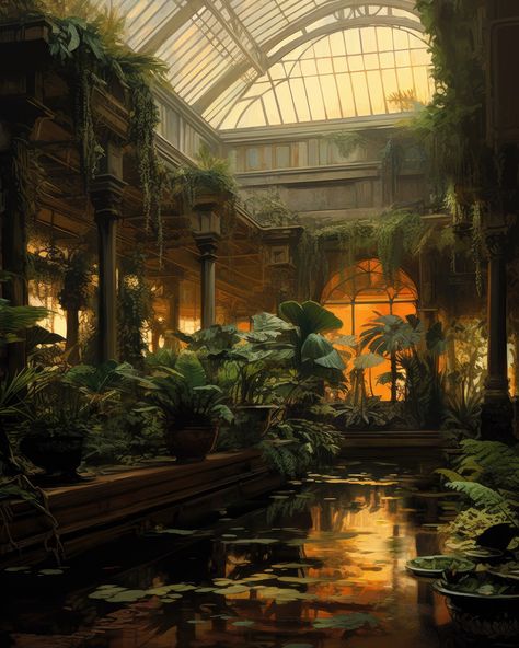 Illustration Environment, Garden Victorian, Cat Friendly Plants, Victorian Greenhouse, Victorian Greenhouses, Conservatory Greenhouse, Architecture Garden, Nathan Chen, Palm House