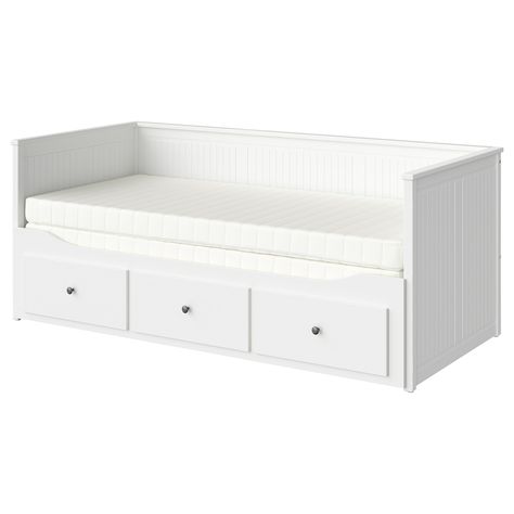 HEMNES Daybed with 3 drawers/2 mattresses, white/Meistervik firm, Twin - IKEA Ikea Twin Bed With Storage, Ikea Single Bed With Storage, Cute Pullout Bed, Ikea Twin Bed Frame, Ikea Bed With Drawers, Bed Frames For Twin Beds, Ikea Pullout Bed, Cute Twin Bed Frames, White Bed Frame Twin