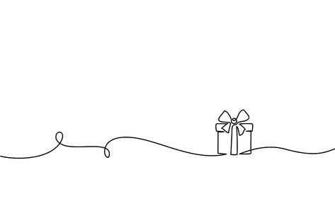 Merry Christmas decoration. Wavy line with gift box. Continuous one line art drawing. Vector illustration Holiday Line Art, Line Art Drawings Christmas, Christmas Outline Drawings, Christmas Minimalist Drawing, Line Art Christmas Card, One Line Christmas Drawing, Line Art Design Christmas, Single Line Christmas Drawing, Christmas Line Drawings