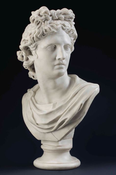 Apollo Sculpture, Apollo Bust, Classical Statues, 19th Century Sculpture, Greek Bust, Apollo Belvedere, Greek Mythology Statue, Italian Statues, Apollo Statue