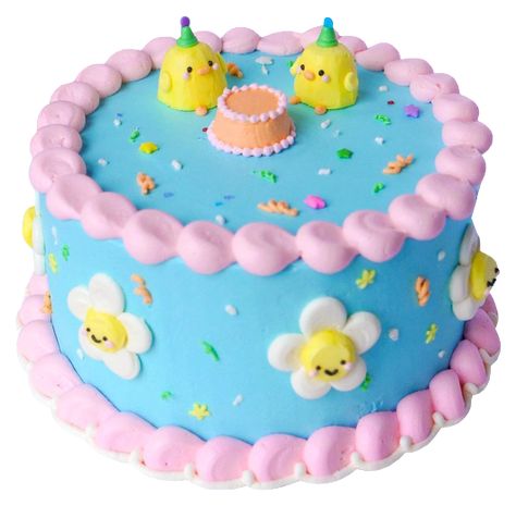 Credit: Honeyrolls on tumblr Cake For Two, Cake Png, Duck Cake, Birthday Cake Decorating Ideas, Vintage Birthday Cakes, Pastel Cupcakes, Tiny Cakes, Pretty Cake, Instagram Cake