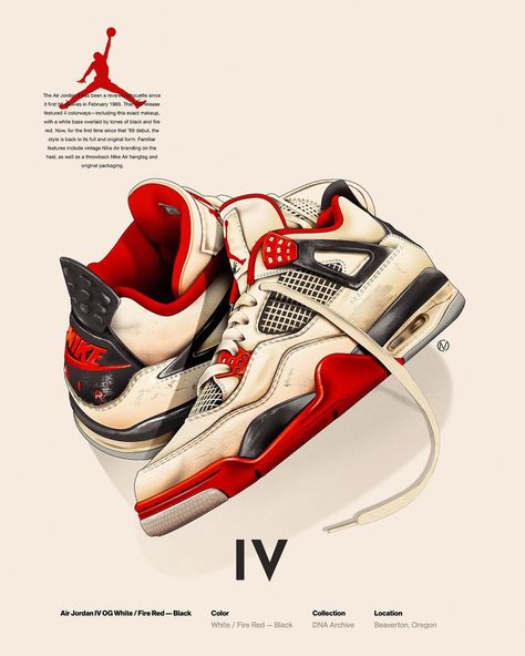 Air Jordan Art, Air Jordan Poster, Aesthetic Sneakers, Sneakers Sketch, Nike Poster, Sneakers Illustration, Air Jordan Iv, Jordan Iv, Shoe Poster