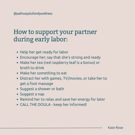 Holistic Birthkeeper Kate Rose provides a comprehensive list of specific ways you can support your partner during birth, depending on what challenges or phase of birth she is experiencing. Click for the full list. Birth Partner Tips, Birthing Partner Tips, Birth Partner Help List, Holistic Birth, Early Labor, Wellness Magazine, Birth Partner, Raspberry Leaf Tea, Red Raspberry Leaf