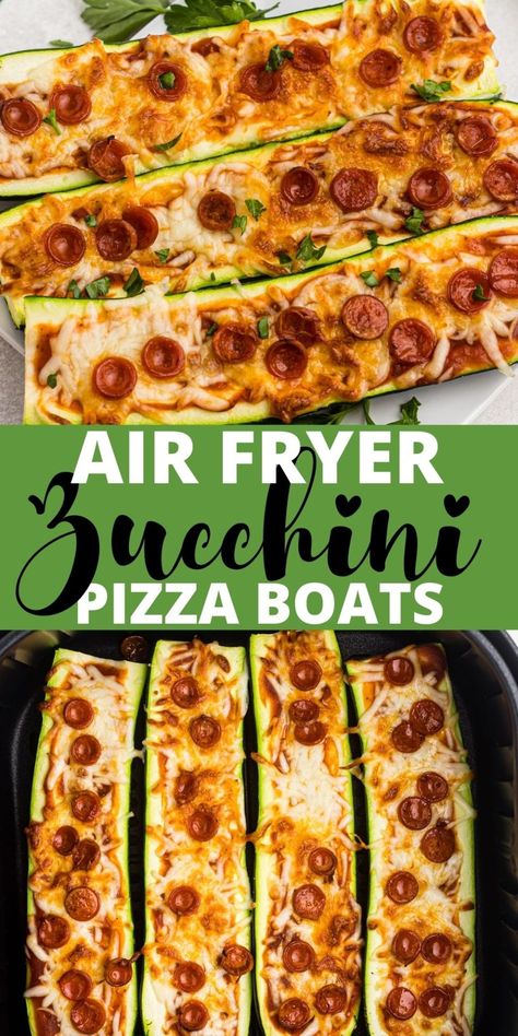 Zucchini Recipes Boats, Keto Dinner Recipes Zucchini, Air Fryer Optavia Recipes, Thm Air Fryer Recipes, Zucchini Boats In Air Fryer, Air Fryer Zucchini Boats, Airfryer Zucchini Recipes, Lean And Green Air Fryer Recipes, Bariatric Zucchini Recipes