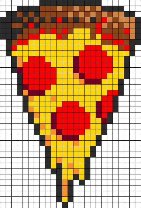 Pizza Perler Bead Pattern | Bead Sprites | Food Fuse Bead Patterns Pizza Cross Stitch Pattern, Image Pixel Art, Modele Pixel Art, Kandi Cuffs, Fuse Bead Patterns, Pixel Art Templates, Pony Bead Patterns, Perler Bead Templates, Diy Perler Bead Crafts