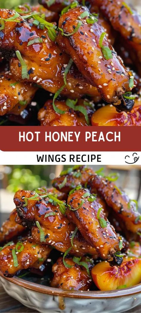 Peach Glaze, Peach Chicken, Peach Sauce, Lunch Appetizers, Hot Honey, Wing Sauce, Glazed Chicken, Honey Chicken, French Toast Casserole