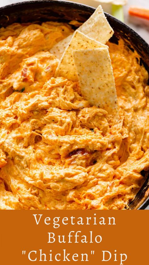 This recipe for Vegetarian Buffalo "Chicken" Dip from The VEGG Cookbook, one of the cookbooks created at FamilyCookbookProject.com. We'll help you start your own personal cookbook! It's easy and fun. Meatless Buffalo Chicken Dip, Tofu Buffalo Chicken Dip, Dinner Party Meals Vegetarian, Buffalo Vegetarian Recipes, Vegetarian Chicken Wing Dip, Vegetarian Meals For One Person, Vegetarian Crockpot Dip, Vegetarian Game Day Food, Vegetarian Buffalo Chicken Dip