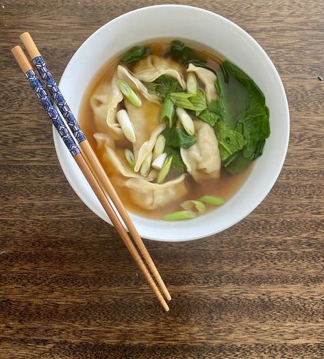 Miso Soup With Dumplings, Miso Ginger Broth, Ginger Broth, Rice Cake Soup, Miso Broth, Creamy Soup Recipes, Ginger Miso, Dumpling Soup, Frozen Dumplings