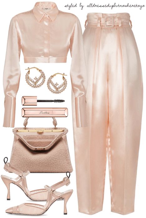 Fendi Fashion Outfits, Fendi Outfit, Outfit Flatlay, Pink Fendi, Tan Outfit, Gala Time, Chic Clothing Style, Fendi Fashion, 90s Fashion Outfits