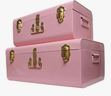 Metal Trunks, Storage Trunks, Прикроватные Тумбочки, Pink Things, Storage Trunk, Toy Storage Boxes, Metal Storage, Organization Kids, Arts And Crafts Supplies