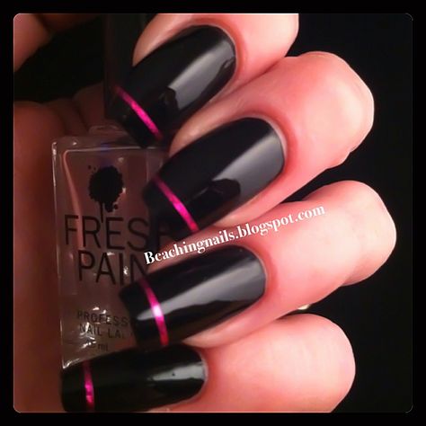 Pink Black Nails, Hello Nails, Black Nail Designs, Ideas Nails, Trendy Nail Art, Get Nails, Hot Nails, Fabulous Nails, Art Pink