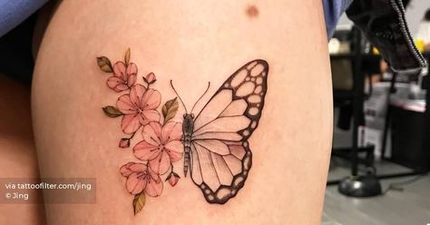 Half Flowers Tattoo, Butterfly Half Flowers, Half Butterfly, Flower Animals, Half Flower, Flowers Tattoo, Little Tattoos, Nature Flowers, Flower Tattoos