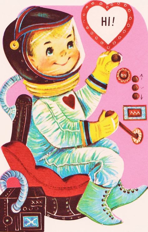 Shark Valentines, Retro Astronaut, Valentines Illustration, Space Boy, Children Sketch, Old Cards, Outfits 90s, Vintage Valentine Cards, Valentine Greeting Cards