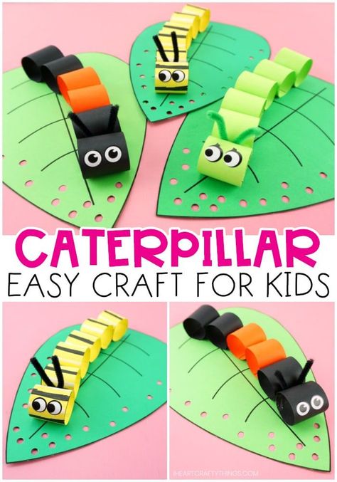 This easy caterpillar craft for kids is fun and simple for preschoolers and kids of all ages to make as a spring paper craft or when learning about caterpillars. Come grab the free caterpillar craft template. #iheartcraftythings Caterpillar Craft, Spring Crafts For Kids, Summer Crafts For Kids, Crafts For Kids To Make, Craft For Kids, Construction Paper, Childrens Crafts, Easy Crafts For Kids, Craft Activities For Kids