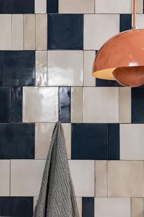 Unique Galley Kitchen, Whole Bathroom Tile, Interesting Kitchen Backsplash, Playful Interior Design, Checkered Bathroom, Bad Inspo, Marazzi Tile, Billiards Bar, Porcelain Tile Bathroom