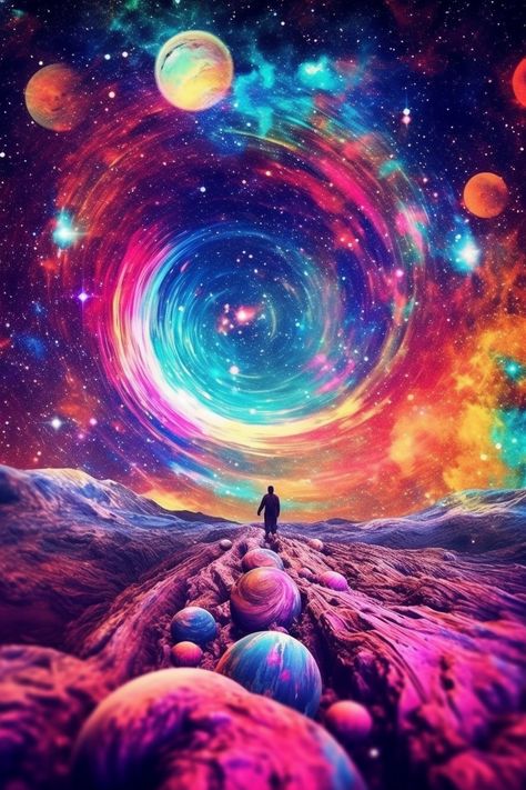 #Space # Universe #90sNostalgia #SpacePsychedelia #NeonCosmos #PsychedelicArt #Space Charlie Tattoo, Eye Of The Universe, Cosmos Space, Space Drawings, Space Universe, Art 2024, Year 11, Fantasy Illustration, Aesthetic Backgrounds