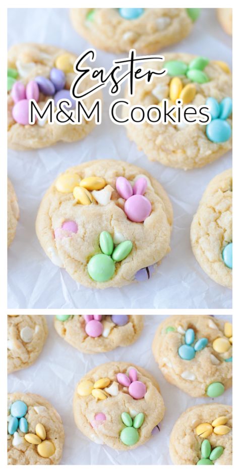 Easter Sugar Cookies M&m, Easter Cookies With M&ms, Easter Treats With M&ms, Easter Mnm Cookies, Easter Sugar Cookies With M&ms, Pastel M&m Cookies, Easter M And M Cookie Bars, Easter M M Chocolate Chip Cookies Recipe, M&m Cookies Easter