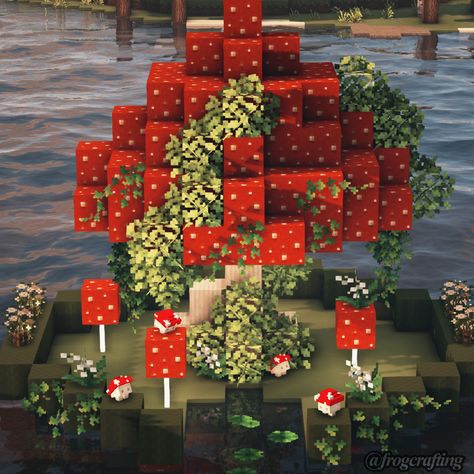 ♡ frogcrafting ♡ / Okay just hear me out… giant lily pads on a... Minecraft Lily Pad Build, Minecraft Lily Pad, Minecraft Giant Mushroom, Giant Lily Pads, Minecraft Mushroom, Nether Portal, Aesthetic Mushroom, Minecraft Aesthetic, Flower Forest