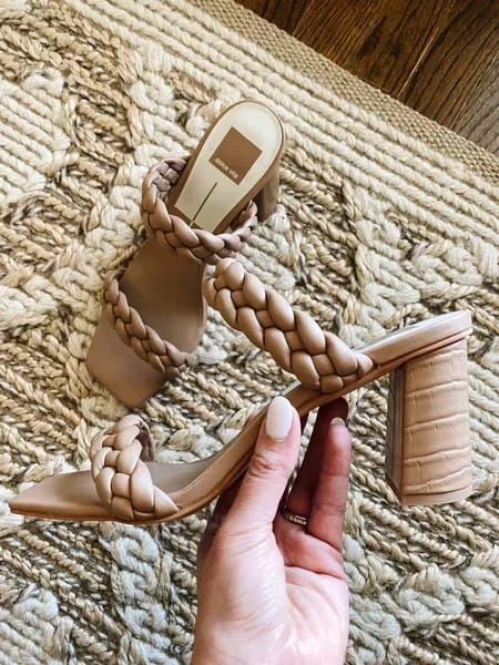 Cutest spring heel — #LTKshoecrush Braided Heels, Carrie Bradshaw Lied, Outfit Wishlist, White Heels Wedding, Fall Heels, Spring Heels, Heels Aesthetic, Neutral Shoes, Heels Wedding