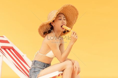 Eating A Popsicle Pose, Eating Popsicle Pose, Summer Popsicles, Digital Media Marketing, Vi Design, Copy Print, Image File Formats, Pose References, Outdoor Advertising