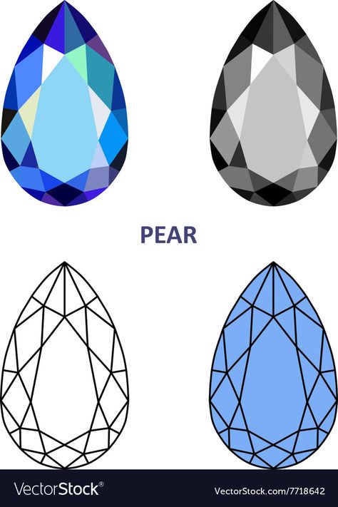 Pear gem cut Royalty Free Vector Image - VectorStock Jewel Drawing, Gem Drawing, Gem Tattoo, Jewel Tattoo, Crystal Drawing, Jewelry Rendering, Diamond Drawing, Jewellery Design Sketches, Jewelry Illustration