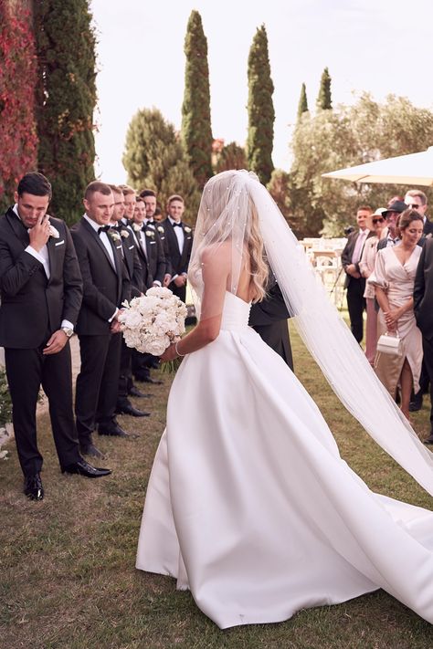 Real Wedding - Chantelle & Tanner, Marcus Hill VIC - Ivory Tribe Black Tie Wedding Dress Brides, Black Tie Wedding Dress, Black Tie Dress Wedding, Mariana Hardwick, Ivory Tribe, Wedding Dress Satin, Traditional Wedding Dress, Reception Gown, Black Tie Wedding