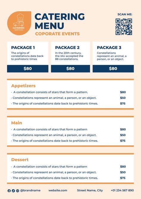 Catering Menu Design Templates, Catering Menu Design, Catering Design, Catering Display, Catering Desserts, Menu Design Template, Food Catering, Catering Ideas, Catering Business