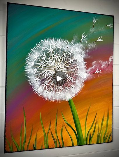 Dandelion Painting Tutorial | canvas, tutorial, paint | How to paint a dandelion for beginners! Here is the full requested walkthrough of my big "wish" painting. I use 16x20 stretch canvas so I suggest using... | By Emily Seilhamer ArtFacebook Painting Dandelions, Dandelion Color, Canvas Tutorial, Cityscape Drawing, Planet Painting, Dandelion Painting, Art Of Painting, Creative Arts Therapy, Dandelion Art