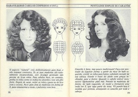 70s Curl Pattern, 70s Hair Rollers Tutorial, 70s Curls Tutorial, Vintage Curler Pattern, 1975 Hairstyles, Curler Pattern, Long Hair Vintage, Hair Rollers Tutorial, Roller Sets