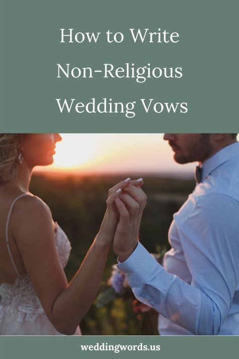 If you do not follow a traditional religious path, celebrate with non-religious wedding vows. Ditch the traditional vow approach & instead write your own, personalized and non-religious wedding vows using these seven tips. #personalizedwedding #customwedding # weddingvows #weddingceremonyideas #vows Lesbian Wedding Vows, Non Religious Wedding Vows, Vow Examples, Wedding Planning Binder, Wedding Script, Wedding Ceremony Script, Wedding Help, Personal Celebration, Religious Wedding