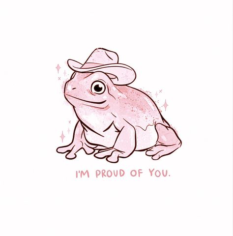 Pink Cowboy Sparkle Frog by @indyartcompany Frog In Cowboy Hat Tattoo, Cowboy Frog Drawing, Frog With Cowboy Hat Tattoo, Frog Wearing Cowboy Hat, Cowboy Frog Tattoo, Piercing Logo, Cowboy Animals, Lunchbox Doodles, Cowboy Hat Drawing