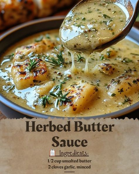 🍃 Elevate Every Bite with This Luxurious Herbed Butter Sauce! 🧈✨ Imagine this: Your favorite meal, whether it's a juicy steak, fresh veggies, or al dente pasta... now picture it drizzled with a silky smooth, garlic-infused butter sauce. The flavors of fresh parsley and thyme come alive, turning any ordinary dish into a gourmet masterpiece! 🌿🍽️ Here's all you need for this magic: 🧈 1/2 cup unsalted butter 🧄 2 cloves garlic, minced 🌿 1 tablespoon fresh parsley, chopped 🍃 1 tablespoon fresh th... Garlic Shallot Butter, Butter Herb Pasta, Butter Herb Sauce, Herb Butter Sauce, Butter Herb, Herbed Butter, Infused Butter, How To Make Bacon, Herb Sauce