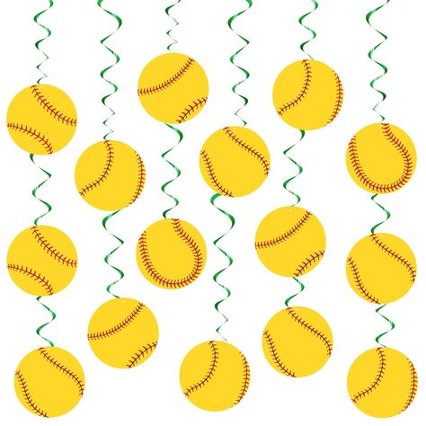 PRICES MAY VARY. Package Include: you will receive 15 pieces yellow softball favors and 15 pieces hanging swirls, a total of 30 pieces hanging swirls (not installed), the sufficient quantity can satisfy your various decoration needs, and you can store them for future use Reliable Material: these softball birthday party supplies are mainly made of quality cardboard, without burrs and no odor smell, smooth and wearable, light in weight, not easy to deform or break, which can serve you for a long t Softball Favors, Softball Party Decorations, Softball Decor, Softball Pattern, Softball Birthday Parties, Ceiling Streamers, Softball Birthday, Softball Decorations, Birthday Streamers