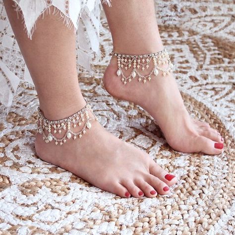 Anklets indian silver modern