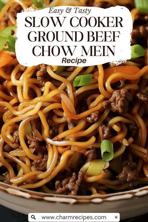 How to Make Slow Cooker Ground Beef Chow Mein Chinese Food Recipes With Ground Beef, Ground Beef Chow Mein Casserole, Turkey Chow Mein Recipe, Ground Beef Chow Mein, Slow Cooker Minced Beef, Asian Ground Beef Recipes, Ground Beef Crockpot Recipes, Beef Chow Mein, Slow Cooker Ground Beef