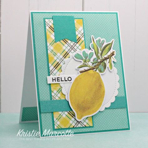 Simple Stories Cards Ideas, Simple Stories Vintage Lemon Twist Cards, Lemon Cards Handmade, Simple Stories Cards, Momenta Dies, Lemon Card, Kristie Marcotte, Hello Cute, Creative Card Ideas