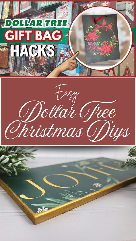 Turn Dollar Tree gift bags into beautiful Christmas decor with these easy and budget-friendly DIY ideas! Perfect for adding a festive touch to your home without spending a fortune. 🎄✨ Family Dollar Christmas Decorations, Dollar Tree Gift Bags, Christmas Decor On A Budget, Dollar Tree Gifts, Dollar Tree Diys, Easy Christmas Decor, Tree Bag, Simple Christmas Decor, Large Gift Bags