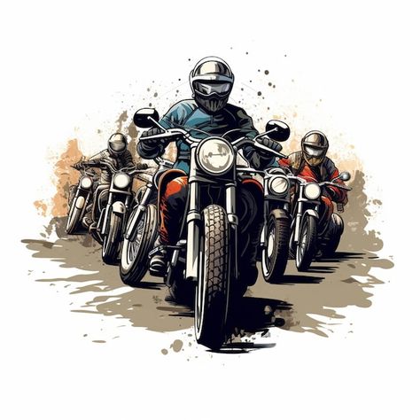 There are three people riding motorcycles on a street with a splash of paint generative ai Celebrating Aesthetic, Bike Dp, Motorcycle Typography, Tshirt Branding, Rider Logo, Motorbike Illustration, Splash Of Paint, Motorcycle Art Painting, Motorcycles Logo Design