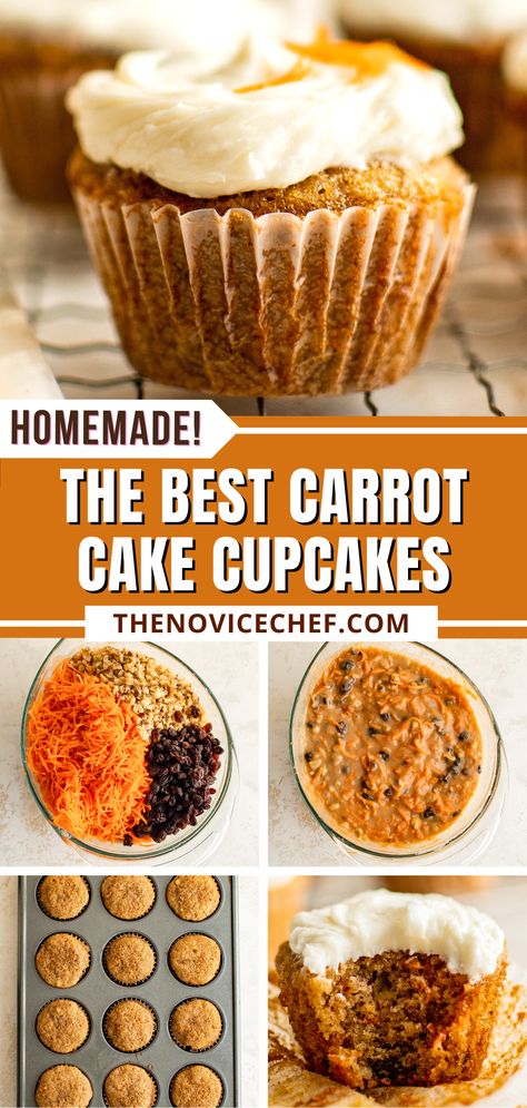 Desserts With Carrots, Oatmeal Carrot Cake Cups, Carrot Cake Cupcakes Healthy, Carrot Cake Recipe No Nuts Or Raisins, Carrot Cupcake Recipe Moist, Carrot Cake Recipe With Raisins, Carrot Cake With Raisins, Best Carrot Cake Cupcake Recipe, Homemade Carrot Cake Cupcakes