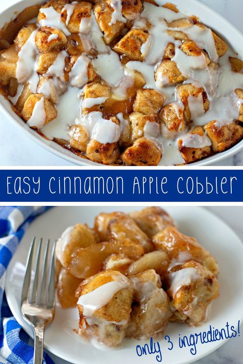 Cinnamon Rolls And Apples Pillsbury, Cinnamon Roll Apple Bake, Breakfast Caseroles, Cinnamon Apple Cobbler, Bread Animals, Pillsbury Cinnamon Roll Recipes, Easy Apple Cobbler, Apple Bake, Healthy Apple Desserts