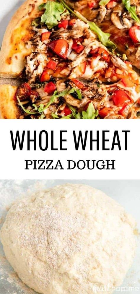 Pizza Dough Whole Wheat, Healthy Pizza Dough, Wheat Pizza Dough Recipe, Whole Wheat Pizza Dough, Vegan Pizza Dough, Wheat Pizza Dough, Wheat Pizza, Healthy Pizza Recipes, Pizza Roll