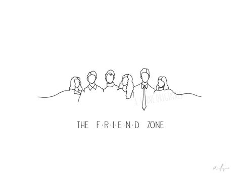 Tattoo Tv Shows, Friends Sketch, Friend Zone, Friends Illustration, Bff Drawings, Friends Poster, Minimalist Drawing, Outline Drawing, Friends Series