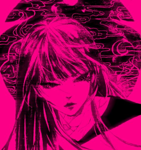 Bright Pink Asthetics, Hot Pink Profile Picture, Pink Grunge Pfp, Pink Hair Pfp Cartoon, Dark And Pink Aesthetic, Dark Pink Aesthetic Icon, Dark Pink Pfp Anime, Pink And Black Hair Pfp, Dark Pink Icons Aesthetic