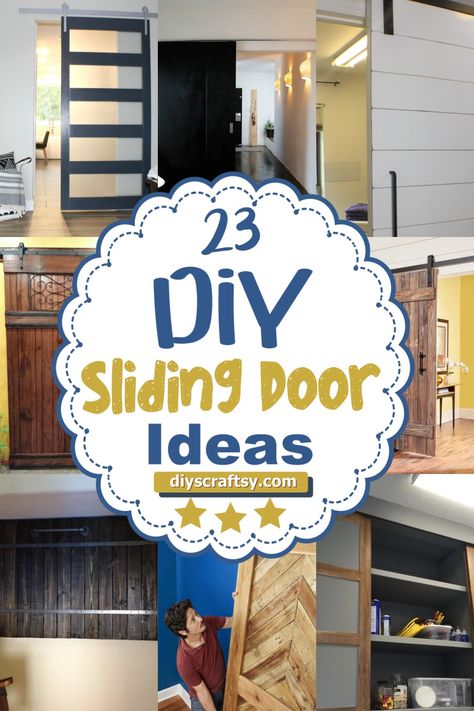 23 DIY Sliding Door Ideas - How To Make sliding Door Sliding Doors For Closet, Laundry Sliding Door Ideas, Cheap Closet Door Ideas Easy Diy, How To Make Sliding Doors, Diy Sliding Door Room Divider, Diy Sliding Door Cheap, Sliding Closet Doors Ideas, Slider Door Ideas, Door Alternatives Diy