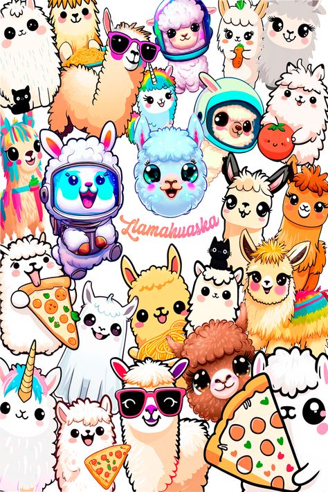 Kawaii Collage, Cute Llama, Animal Stickers, Llama, Alpaca, Hand Lettering, Independent Artist, Cute Animals, Phone Cases