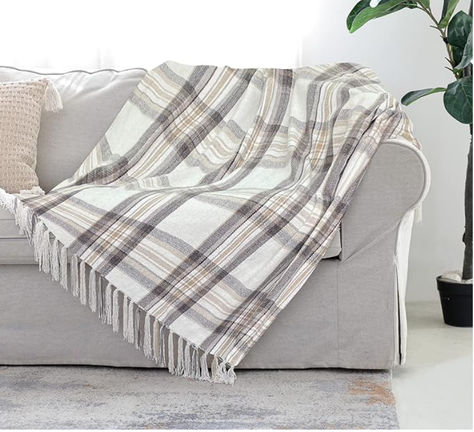 This blanket gives all the fall cozy farmhouse vibes🍂 Makes me want a cup of hot cocoa and a rainy day!!😍 Throw Blanket On Chair, Blanket On Chair, Rustic Throw Blanket, Dining Room 2023, Farmhouse Throws, Fringe Throw Blanket, Stripe Blanket, Decorative Tassels, Fringe Throw