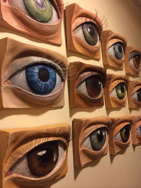 Eye, wall Wall Of Eyes, Eye Sculpture, Clay Eye, معرض فني, 3d Eye, Art Lessons Middle School, Eyes Artwork, Art Folder, Eye Painting