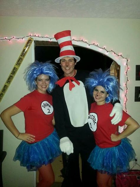 Cat in the hat, thing 1, thing 2, drunk 1, drunk 2, costumes, dr. Seuss Cat In The Hat Costume, Hoco Dance, Thing One And Thing Two, Thing One Thing Two, Thing One, Holloween Costume, Cat In The Hat, Dr Seuss, Thing 1 Thing 2